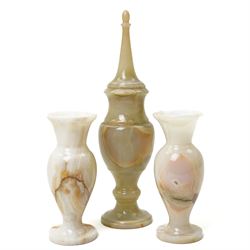 Set of five onyx vases, tallest H40cm