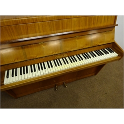  Mid 20th century 'Challen' upright walnut encased cast iron overstrung piano, W135cm  