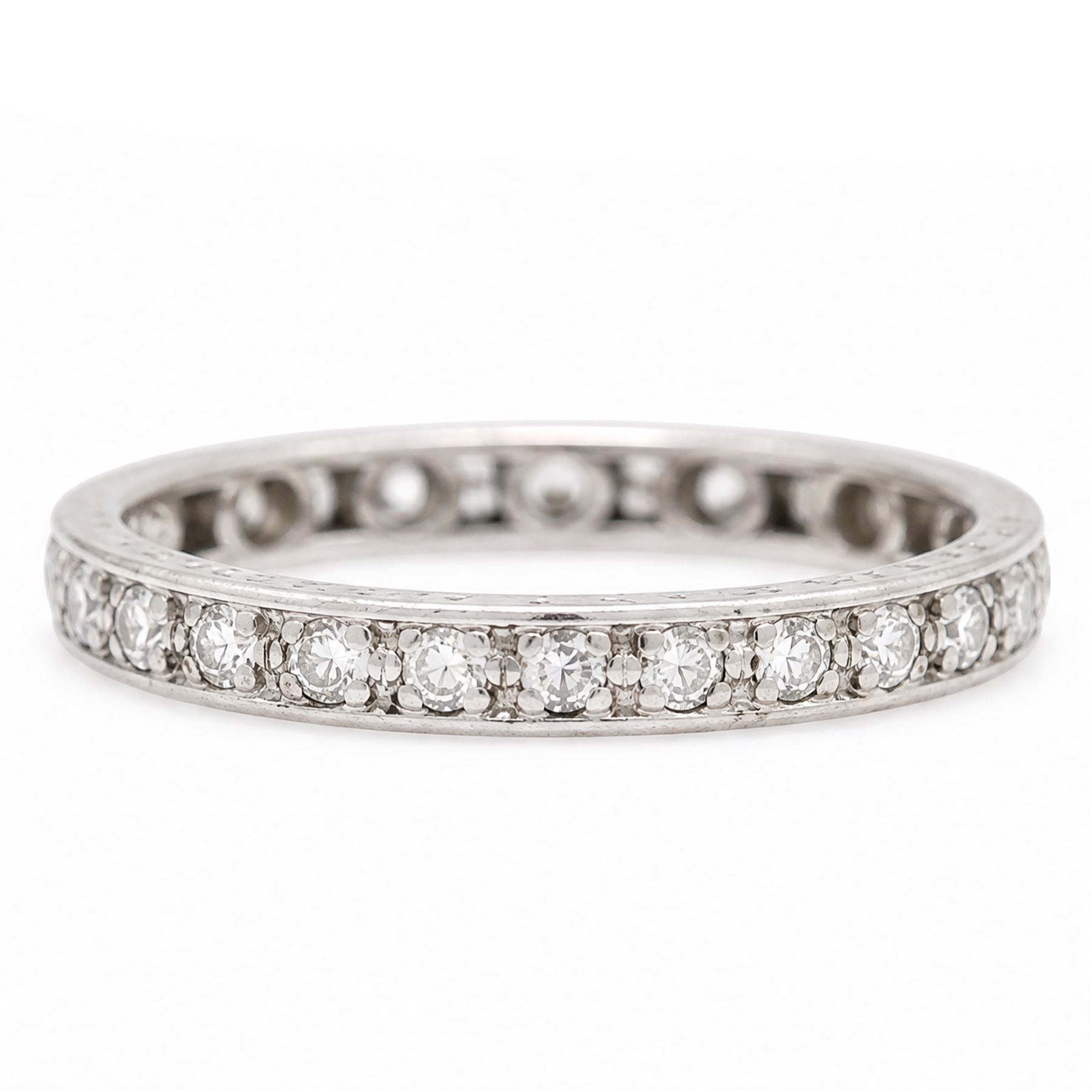 9ct white gold diamond full eternity ring, set with twenty-five single cut diamonds, total diamond weight approx 0.50 carat