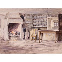 Robert Jobling (Staithes Group 1841-1923): Cottage Interior, watercolour signed 24cm x 32c...