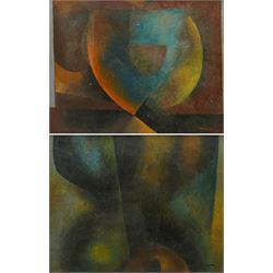 Continental School (20th century): Abstract with Overlapping Discs, pair of oils on board ...