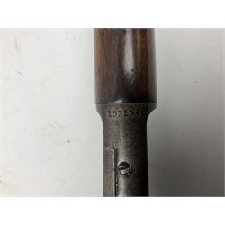Marlin Firearms Co. USA 'Safety' .32 rim-fire rifle dated 1892, the 61cm barrel with magazine tube under, walnut stock with under lever cocking and crescent butt plate, serial no.153534, L103.5cm