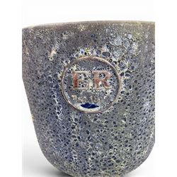 Pair of mature ornamental cherry trees, planted in lead-effect planters stamped ER