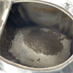 Victorian three-piece silver tea service, comprising teapot, twin handled open sucrier and milk jug, of oval form with shaped rim and C handles, each engraved with crests and bands of strapwork decoration, the milk jug and sucrier with gilt interiors, hallmarked Josiah Williams & Co, Exeter 1881, the teapot with ivory insulators and finial, all contained with a tooled leather, blue silk and velvet lined fitted case, retailed by West & Sun, Dublin 
This item has been registered for sale under Section 10 of the APHA Ivory Act