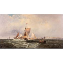 William Anslow Thornley (British fl.1858-1898): Shipping off Tynemouth, oil on canvas signed with pseudonym 'C Thornbery' 44cm x 80cm 
Provenance: with the Mandell Gallery, Norwich, label verso