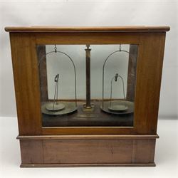 Collection of textile equipment, comprising, Goodbrand & Co. mahogany and brass yarn tester, Negretti & Zambra barograph and two sets of precision scales