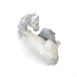 Five Royal Copenhagen figures, including Mare and Foal no.698, Goat and Kid no. 4744, Fox and Cubs no.1788