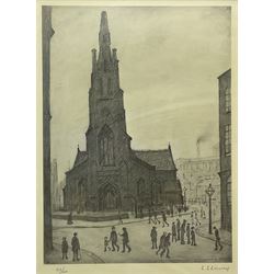 Laurence Stephen Lowry RA (Northern British 1887-1976): 'St Simons Church Salford', limited edition monochrome lithograph signed and numbered 213/300 in pencil 40.5cm x 30.5cm