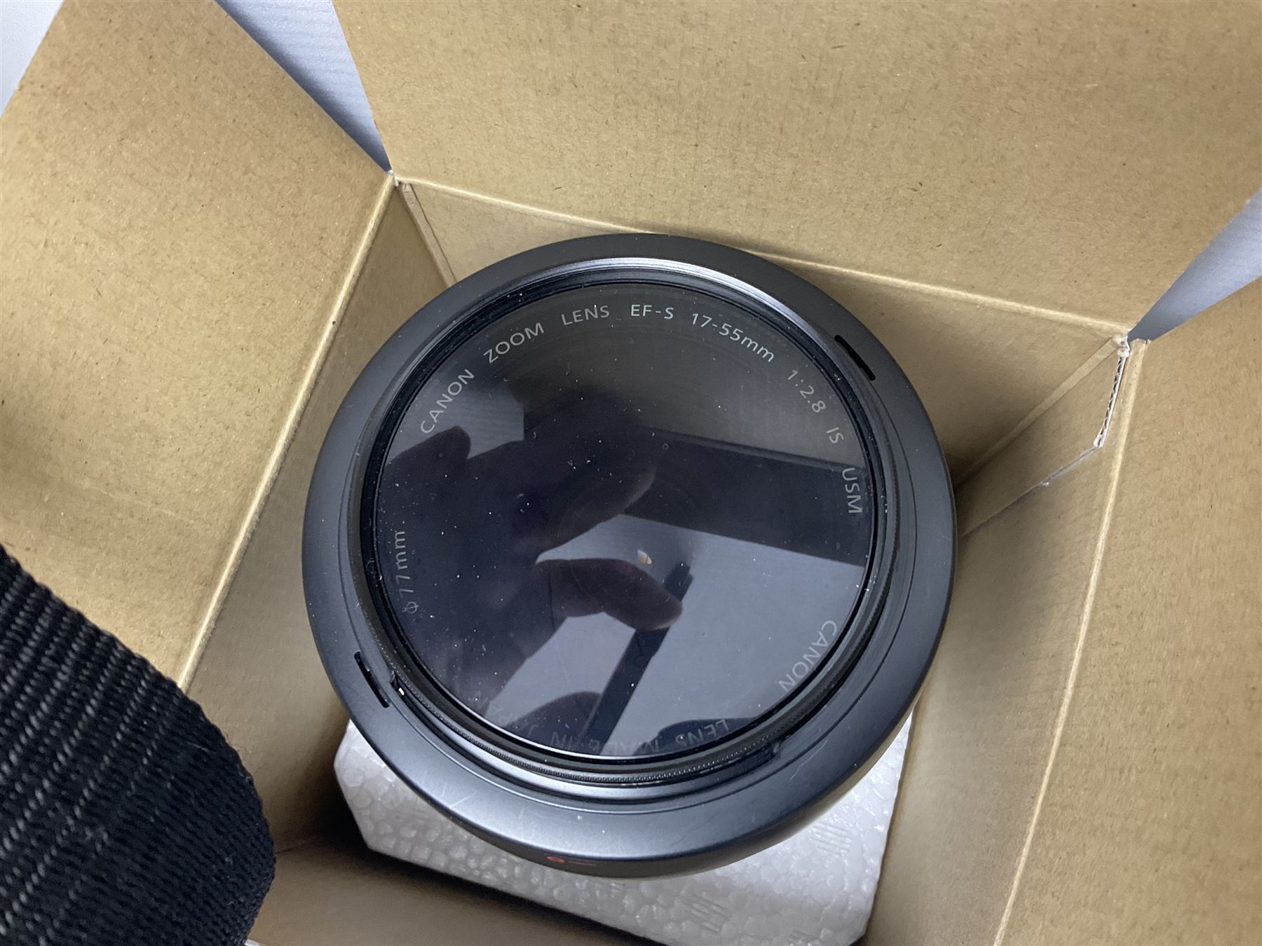 Quantity of camera accessories and equipment, to include boxed Canon EFS 17-55mm IS lens, Canon 59s camera, Olympus camera, etc