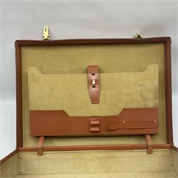 Papworth of Cambridge  leather attaché case, with brass fittings, with internal stationary compartments, H34cm, L47cm 