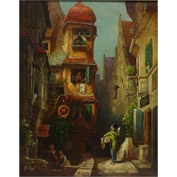  Italian Street Scene, 20th Century oil on canvas signed Hafke? 48cm x 38cm  