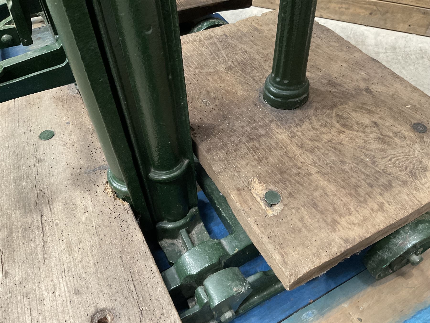 Two pairs of Victorian cast iron potato scales, one damaged with a 5kg weight