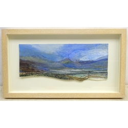 Katharine Holmes (Northern British 1962-): 'Clouds Over the Hills', mixed media signed, titled on label verso 15cm x 37cm