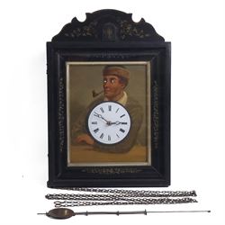 Mid-19th-century Black Forest 'Augenwender' with moving eyes Cuckoo wall clock, stained wo...