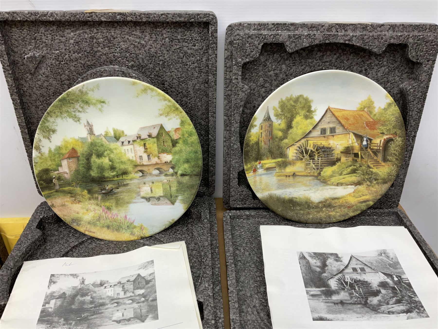 Twenty-three Bradford Exchange collector's plates with boxes and certificates, including Une Journee au bord de l'eau, wehrhaftes vischering, Vieux moulin a eau en Alsace etc 