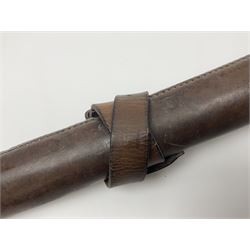 19th century telescopic hunting horn, the bell engraved 'The Beaufort', with makers mark Kohler & Son, makers, 61 Victoria Street, Westminster (from Covent garden) London, in a leather sheath, horn full extended L91cm 