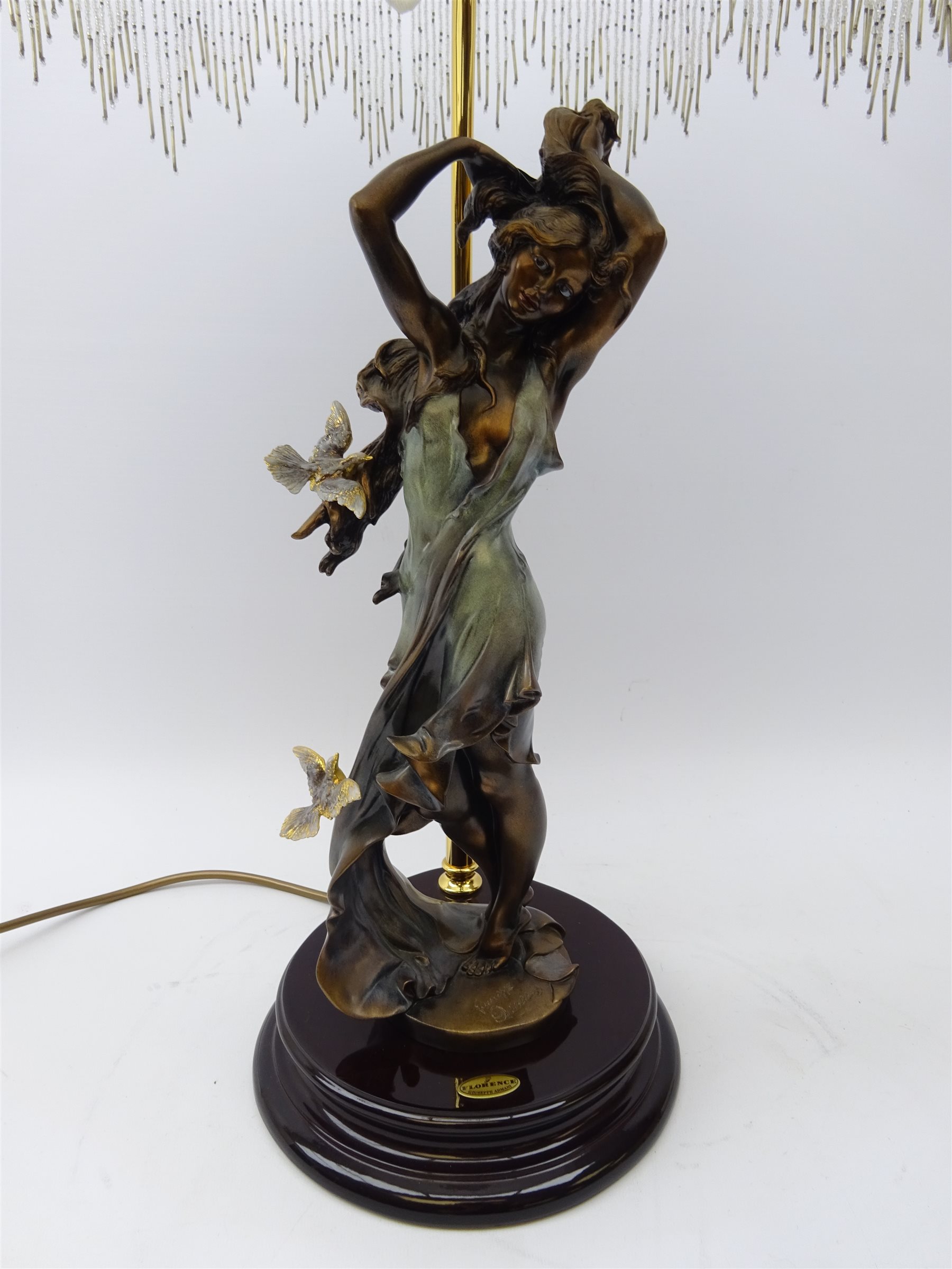 Large Florence Giuseppe Armani bronzed figural table lamp titled