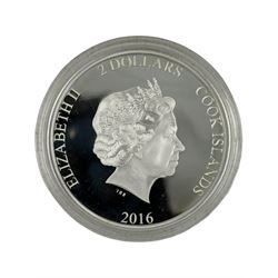 Eight Queen Elizabeth II Cook Islands 2016 sterling silver proof two dollars coins forming 'Shakespeare's Kings' coin set, cased with certificate