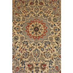  Nain fine beige ground rug, central medallion, 142cm x 87cm  
