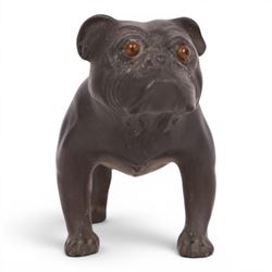 Wedgwood Black Basalt Bulldog, designed by Ernest Light, with impressed mark beneath, H7cm