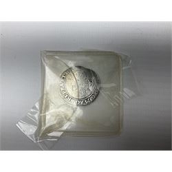 Charles I 1625 hammered silver sixpence, Queen Victoria 1894 crown coin and a cased hallmarked silver medal for the Hull photographic society, engraved '1940' 'Leonard Vokes', all housed in a red Pobjoy Mint coin box