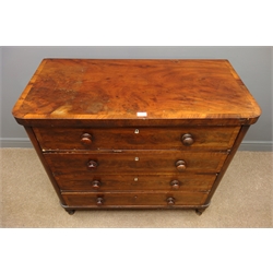  19th century mahogany four drawer chest, turned supports, W103cm, H95cm, D52cm  