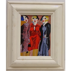  'Girls Night Out', acrylic on board signed by Stuart McKenzie Stoppard titled on label verso 19cm x 14cm  