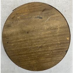 Attrib. Alfred Wallis (British 1855-1942): The Lighthouse, oil on circular wooden box signed, diameter 22cm height 11cm