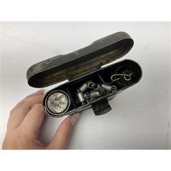 WW2 German - Lufft made compass marked ' Original Bezard ' with heliograph signalling mirror to interior; and a K98 rifle cleaning kit in original tin (2)