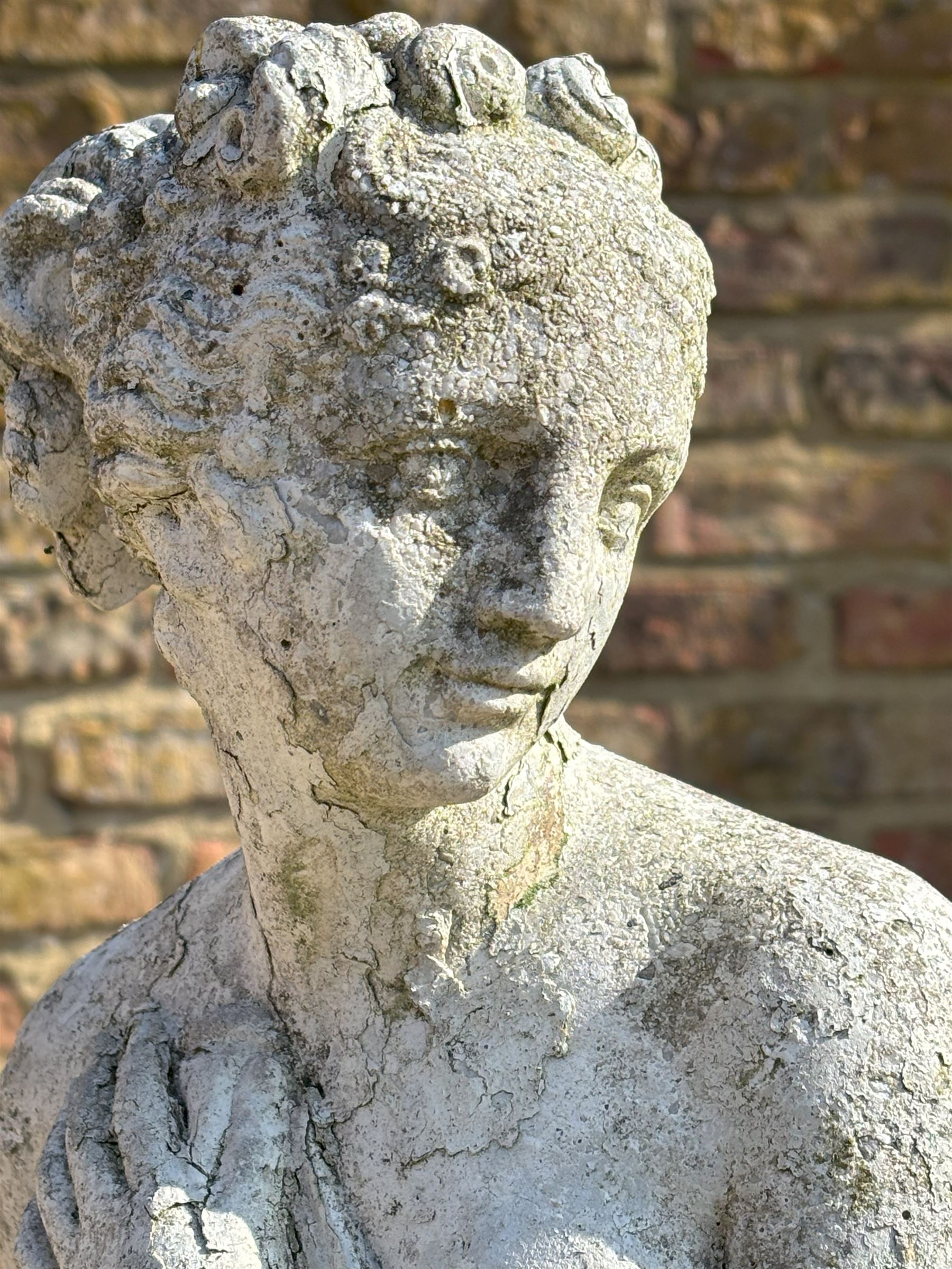 Reconstituted stone garden statue modelled as Pandora. H80cm - COLLECTION BY APPOINTMENT FROM: The White House, Thirsk Road, Easingwold, York, YO61 3NF - CALL 01723 507111 TO ARRANGE
