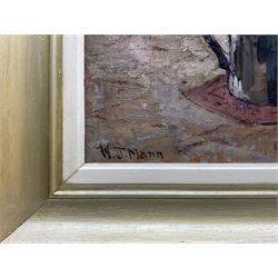 William J Mann (Scarborough early 20th century): The Breakfast Table, oil on board signed 47cm x 59cm 
Notes: Mann was a member of the Fylingdales Group of Artists and lived in Newby, Scarborough.