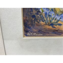 William J Mann (Scarborough early 20th century): 'The City Square Las Palmas' 'Gran Canaria' 'The Road to San Mateo' & 'Borganvillea Las Palmas' , set of four watercolours signed and one dated '32, 14cm x 22cm (4) 
Notes: Mann was a member of the Fylingdales Group of Artists and lived in Newby, Scarborough.