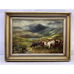Scottish School (19th/20th century): Cattle Watering, oil on canvas unsigned 50cm x 75cm
