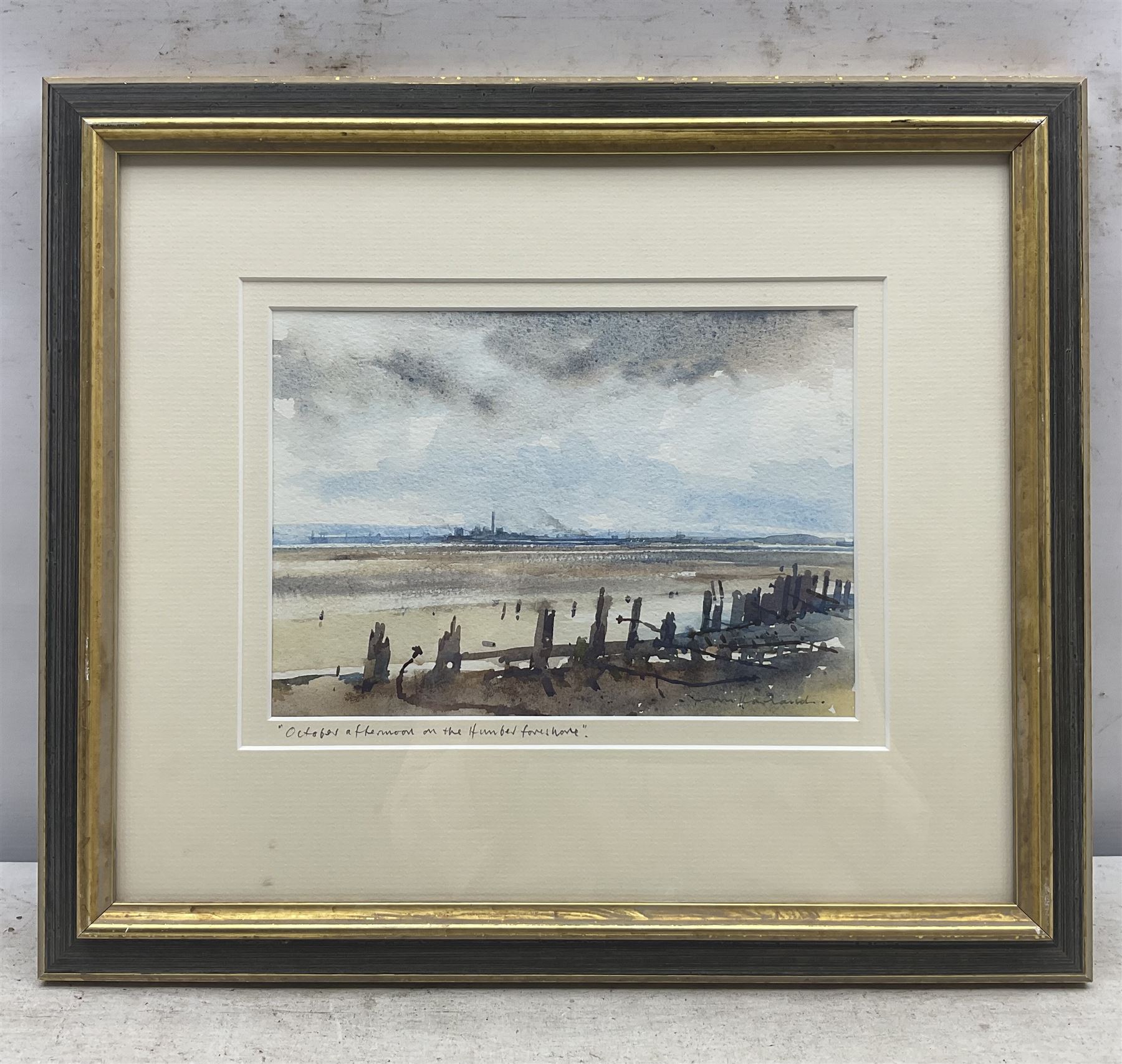 Tom Harland (Yorkshire 1945-2012): 'October Afternoon on the Humber Foreshore' and 'Up-river with the Tide', two watercolours signed, titled on mount 17cm x 24cm (2)