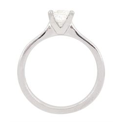 Platinum single stone princess cut diamond ring, hallmarked, diamond 0.71 carat, colour D, clarity VVS2, with EGL certificate