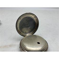 Edwardian silver open face lever fusee pocket watch by Louis Nathan, Leeds, case hallmarked Chester 1906, one other silver pocket watch by American Watch co, Waltham and a silver pocket watch case, hallmarked