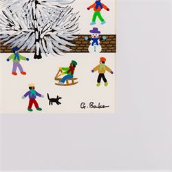 Gordon Barker (British 1960-): 'Fantastic It's Been Snowing', acrylic and pen signed, titled verso 29cm x 39cm