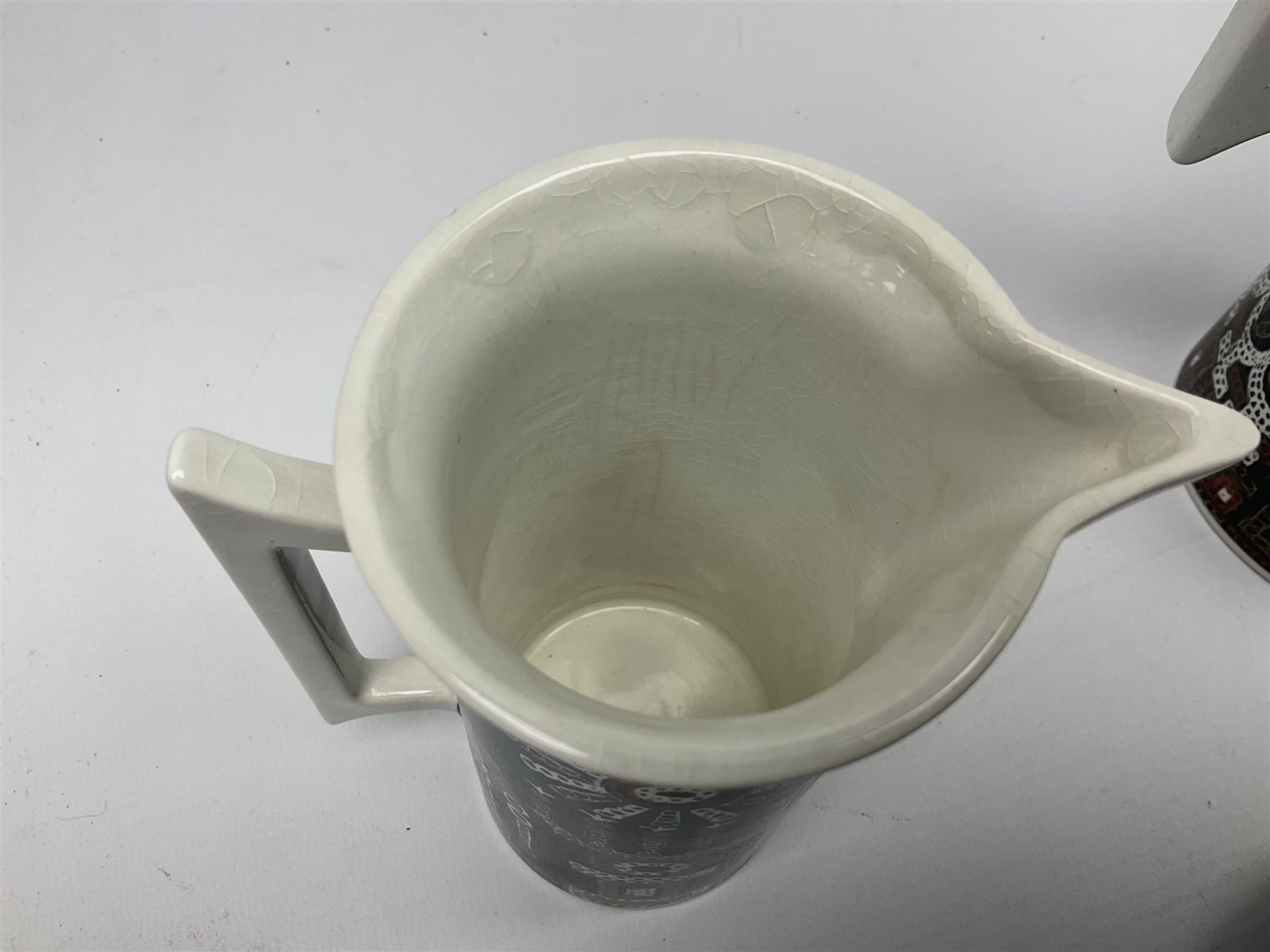 Susan Williams Ellis for Portmeirion 'Magic City' part coffee service, comprising five cups, six saucers, sugar bowl, milk jug and coffee pot
