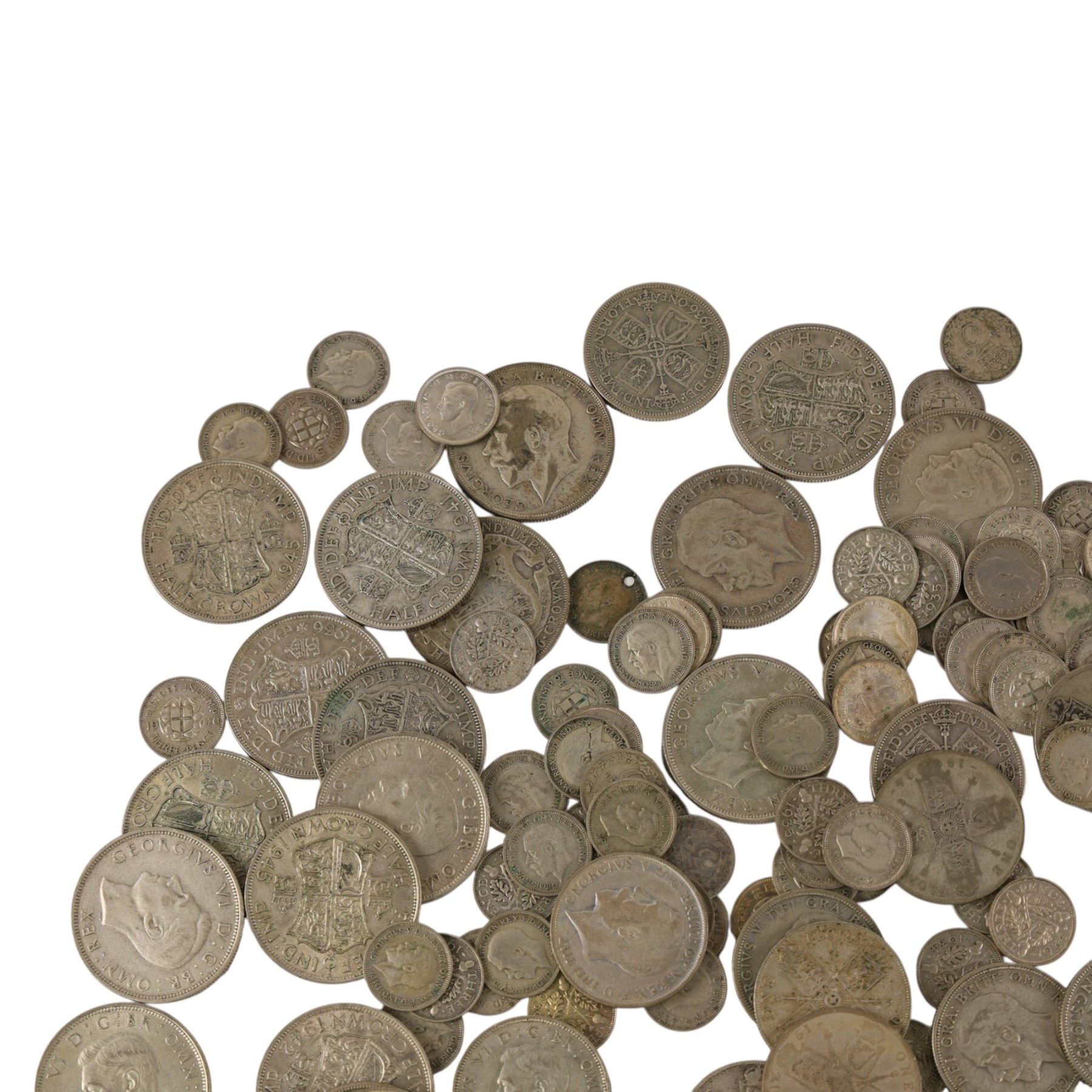 Approximately 560 grams of Great British pre-1947 silver coins