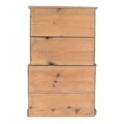 Table top straight-fronted chest on chest, with seven large draws, raised on bracket feet, H58cm 