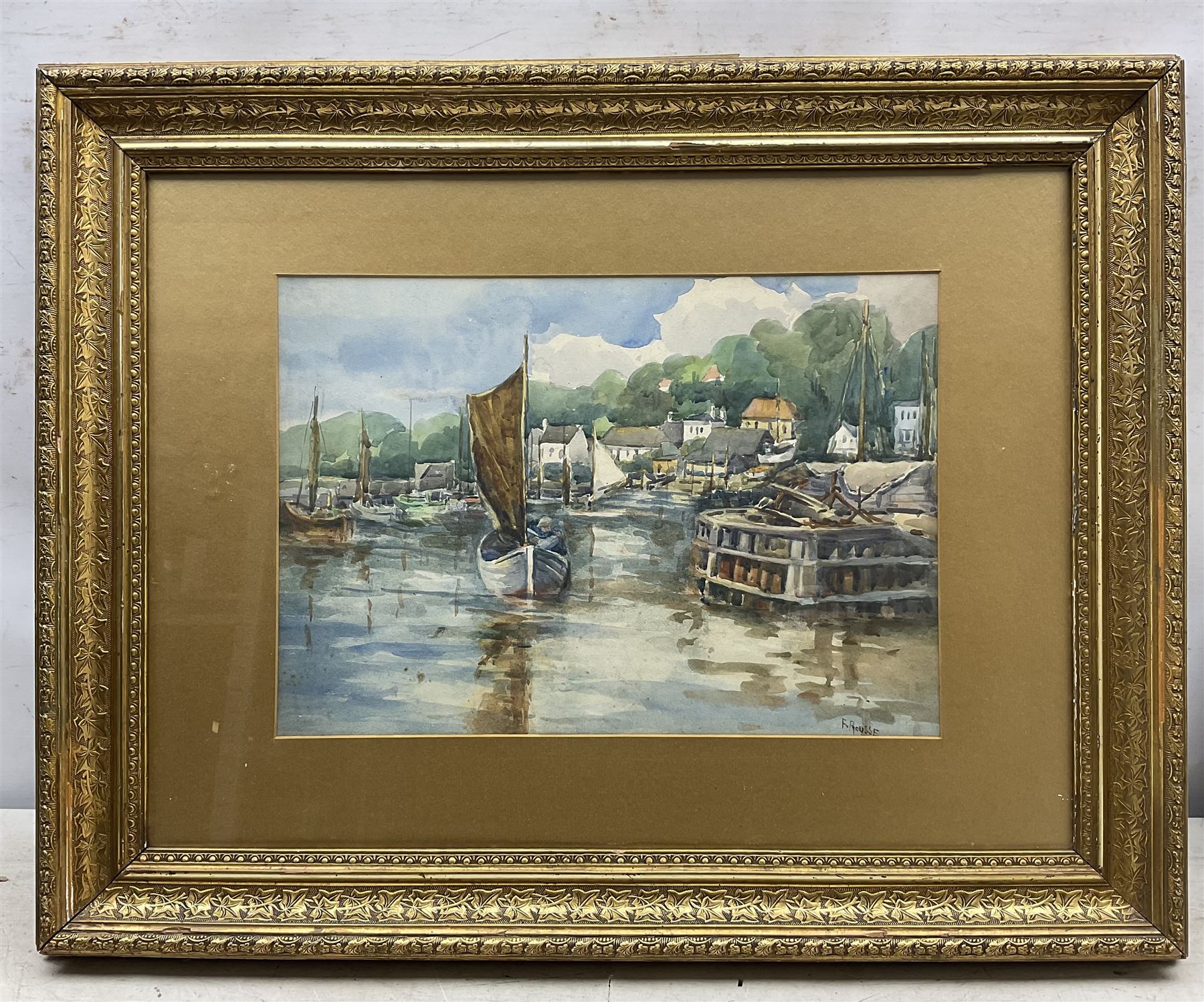 After Frank Rousse (British fl.1897-1917): Harbour Scene, watercolour bearing signature 28cm x 40cm 