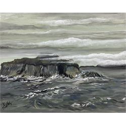 Paula Seller (Yorkshire Contemporary): 'Fingal's Cave' - Staffa, acrylic on canvas signed, titled verso 40cm x 50cm