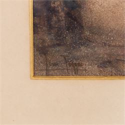 John Terris RSW  (Scottish 1865-1914): Horses Led at Twilight, watercolour signed 27cm x 37cm 