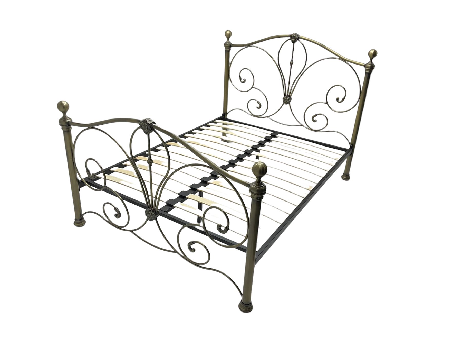 Bronze finish metal 4’ 6” double bedstead