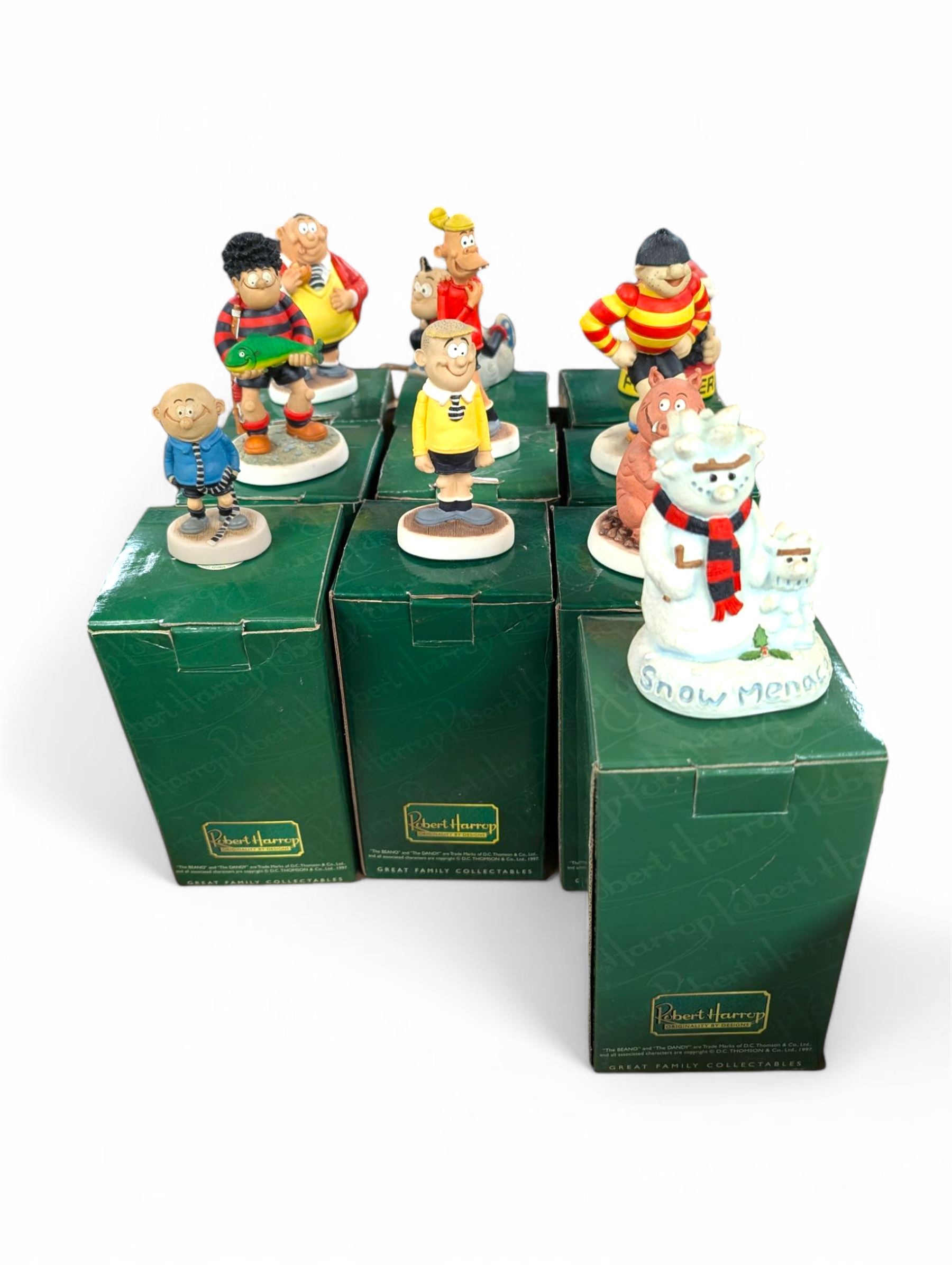 Ten Robert Harrod The Beano Dandy Collection figures including Rasher, Bully Beef, Spotty and Plug
