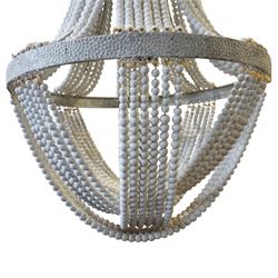 ML DS - Barker & Stonehouse - Large maple beaded chandelier, with rustic iron top and band, suspended by a 90cm chain, fitted with single B22 Max 40W light fitting  