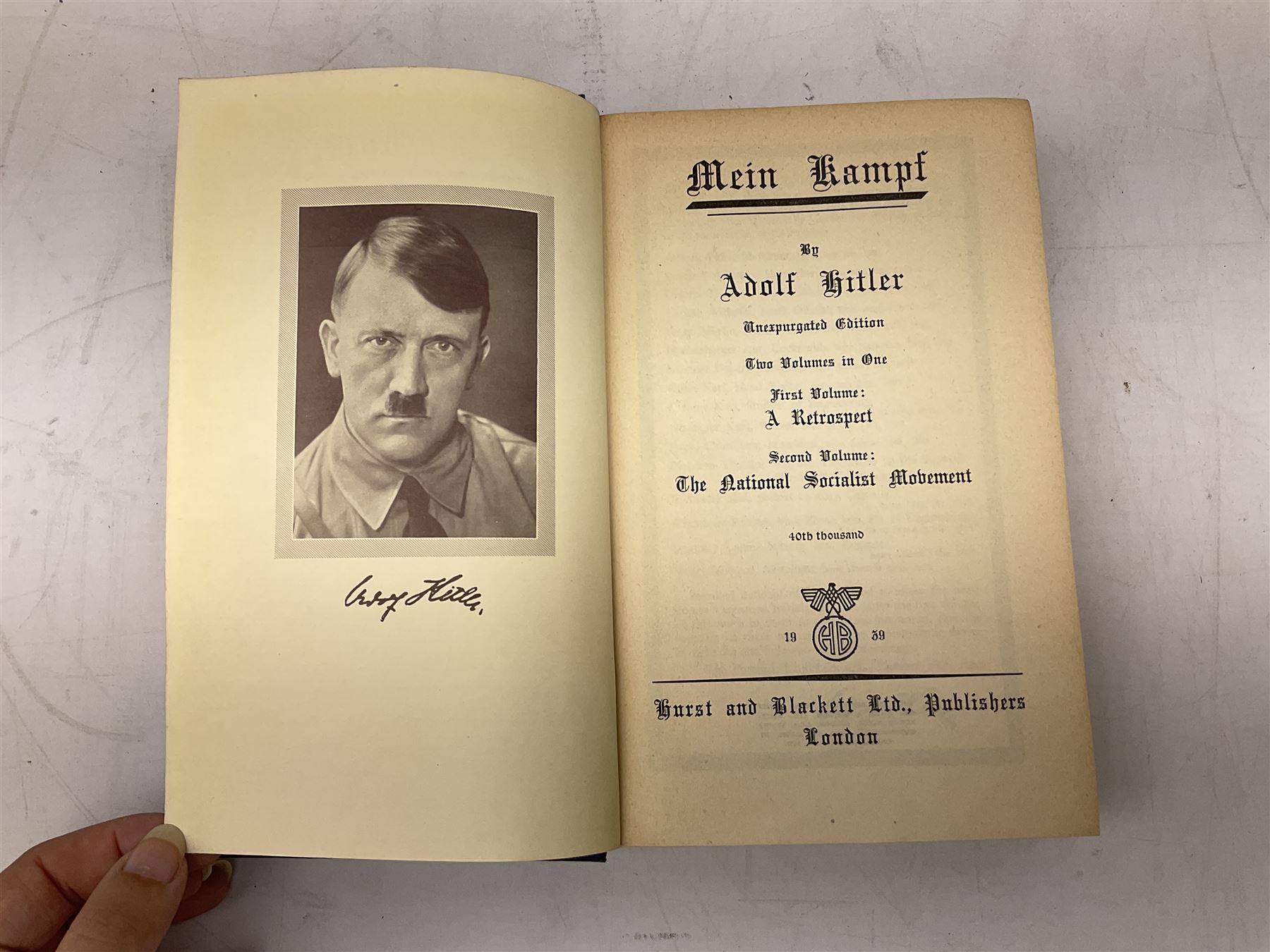 Hitler Adolf: Mein Kampf. 1939. Unexpurgated Edition. Two volumes in one.