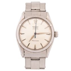Rolex Oyster Speedking Precision gentleman's stainless steel manual wind wristwatch, circa...
