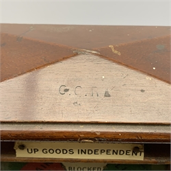  Great Central Railway signal box mahogany cased block indicator, titled 'Up Goods Independent', stamped GCR to top H50cm  