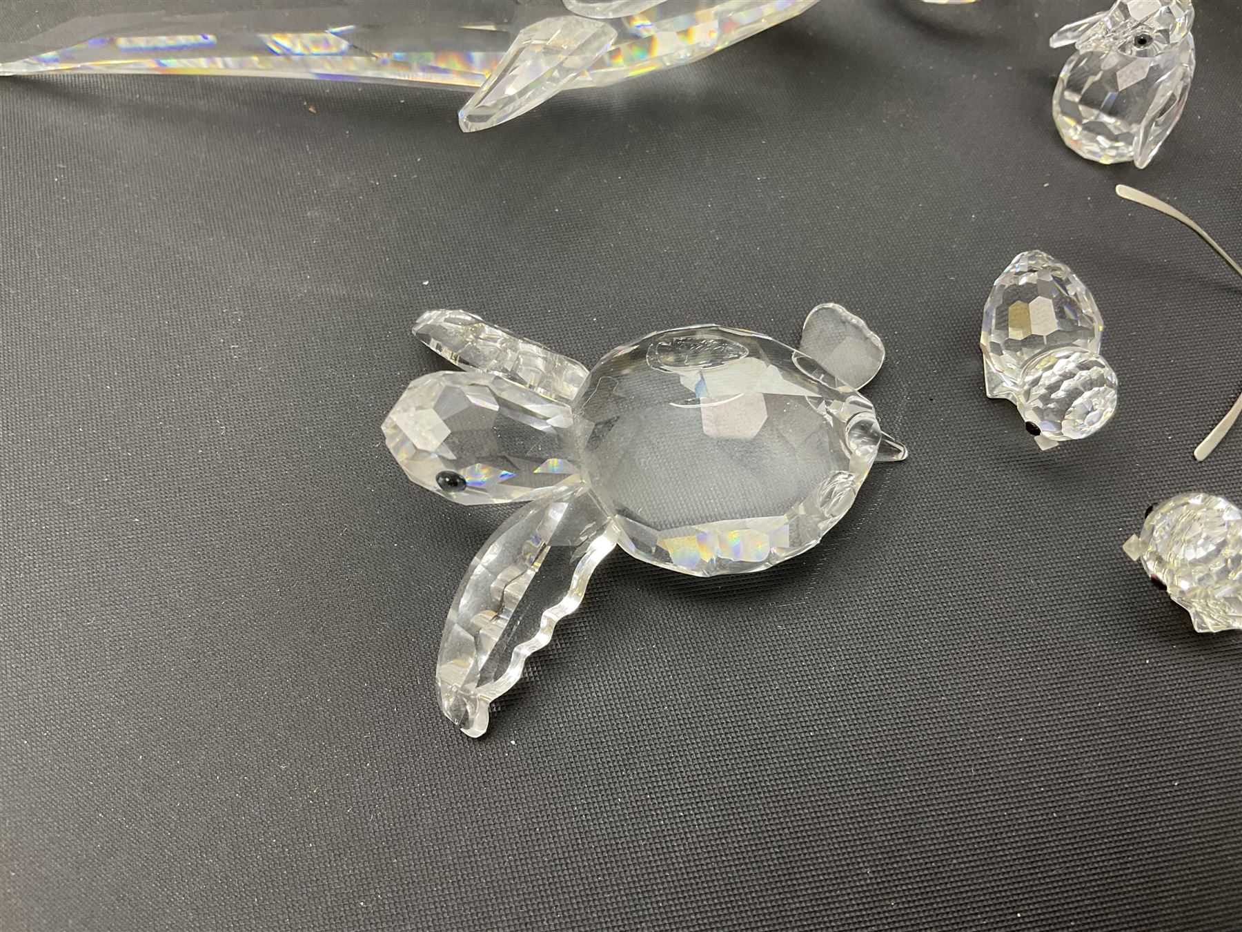 Swarovski Crystal animals, to include sheep, pigs, antelope, cockeral and hen, chicks, Pegasus, owls, giraffe, etc, together with Swarovski Crystal dancer, Isadora